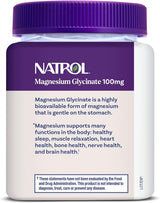 Suplementos de Magnesio Glycinate Natrol 100mg, 30 días