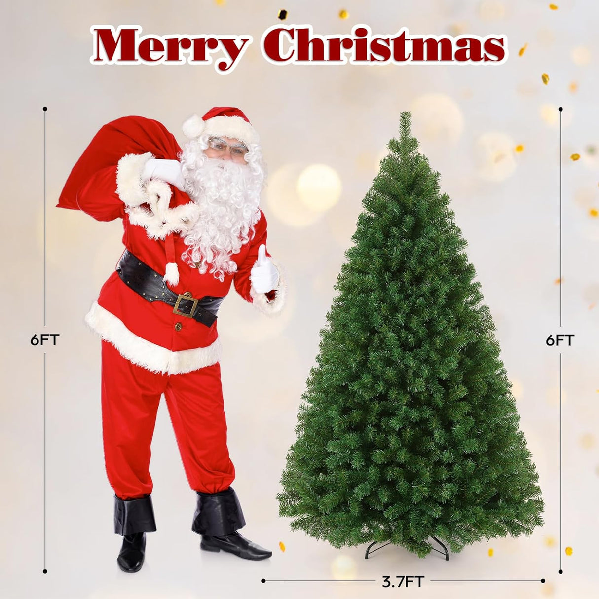 Árbol de Navidad Artificial 6ft con Luces, Premium, Modelo X