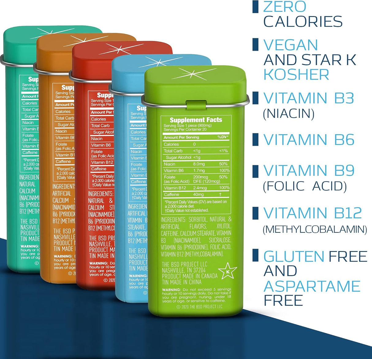 Mentas Viter Energy 40mg Cafeína, Sin Azúcar, 100pcs Total