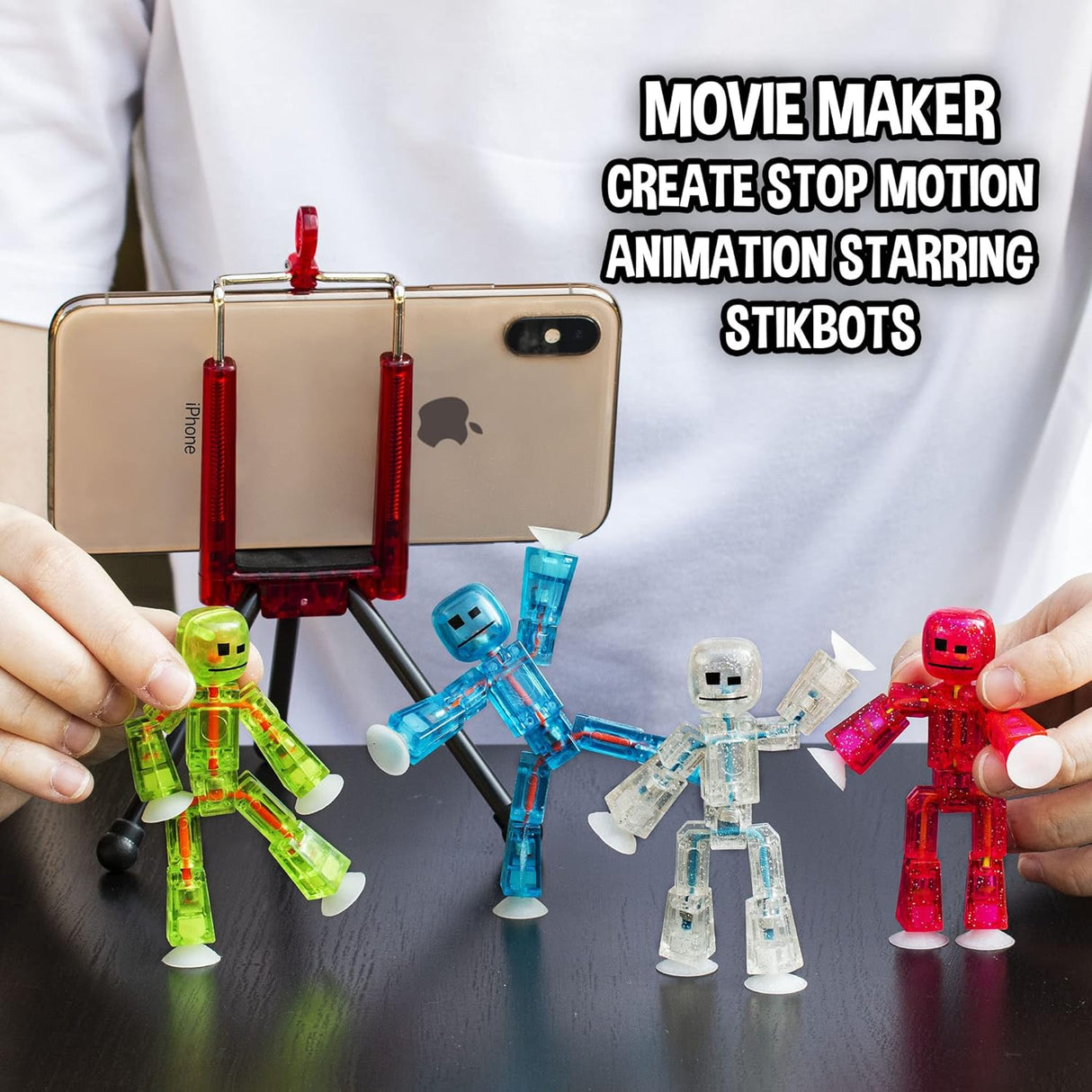 Figuras de acción StikBot Zing, set de 8, trípode móvil