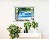 Adhesivo de pared falso para ventana mural de pared palmeras