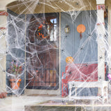 Adorno de 1400 pies2 de telarañas con 150 arañas de imitación, decoración interior y exterior muy elástica para Halloween