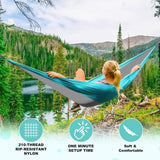 Hamaca de camping doble e individual SZHLUX, portátil, con correas