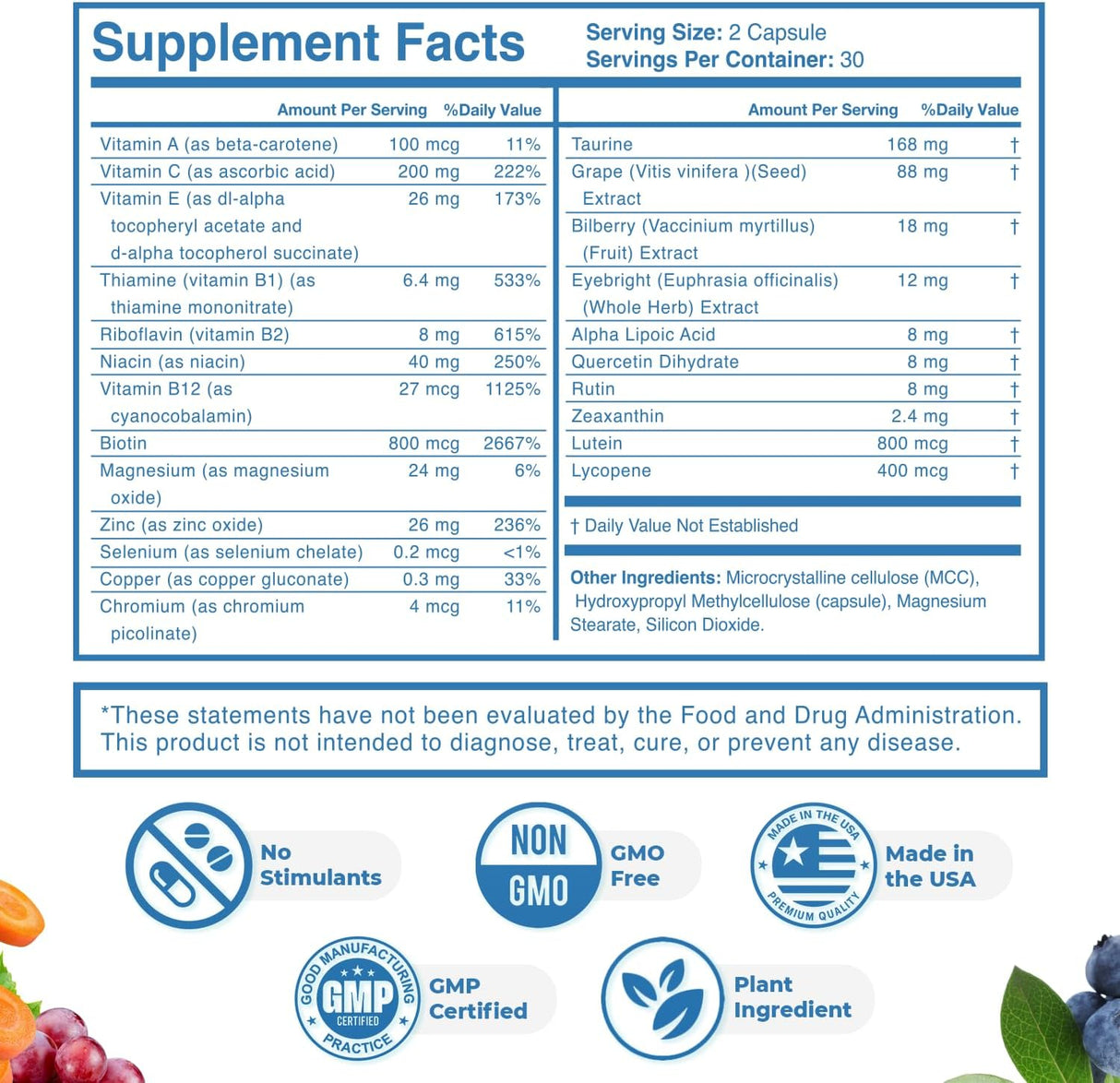 Sight Easy Suplemento de vitaminas y minerales para la vista - 60 cápsulas