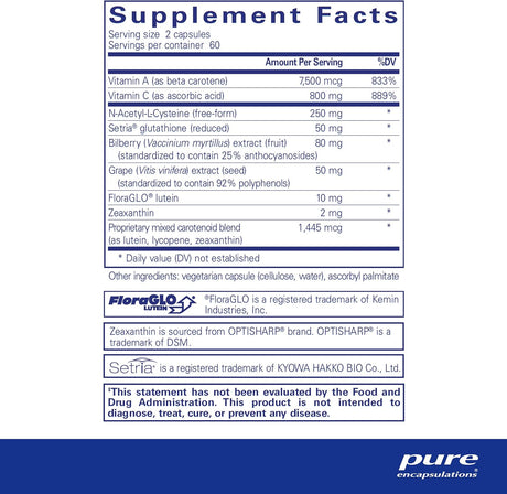 Suplemento Pure Encapsulations Fórmula de apoyo macular