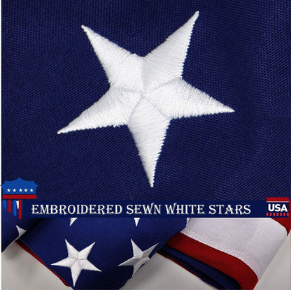 G128 - Bandera de Estados Unidos con estrellas bordadas y rayas cosidas, ojales de latón