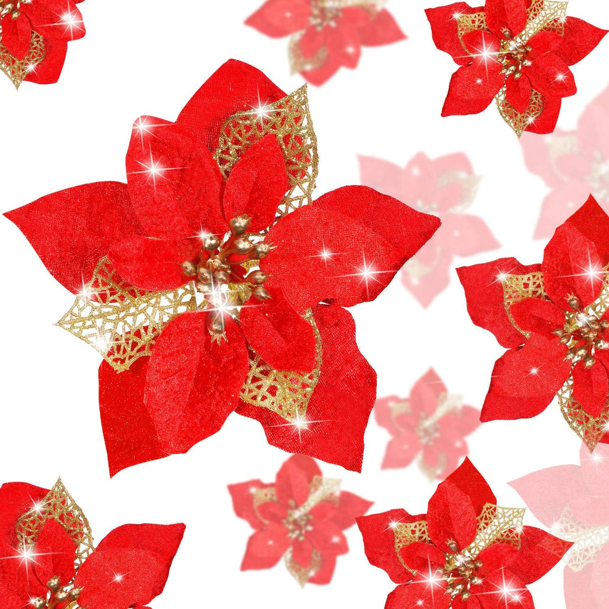 Flores Artificiales de Poinsettia, WILLBOND, 36 Piezas, Decoración