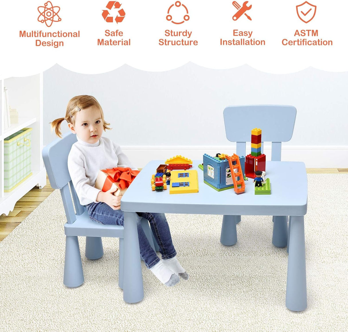 Mesas y Sillas para Niños azul jardín de infantes