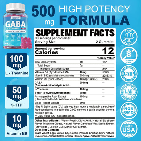 Suplementos calmantes sin azúcar con L teanina 5-HTP