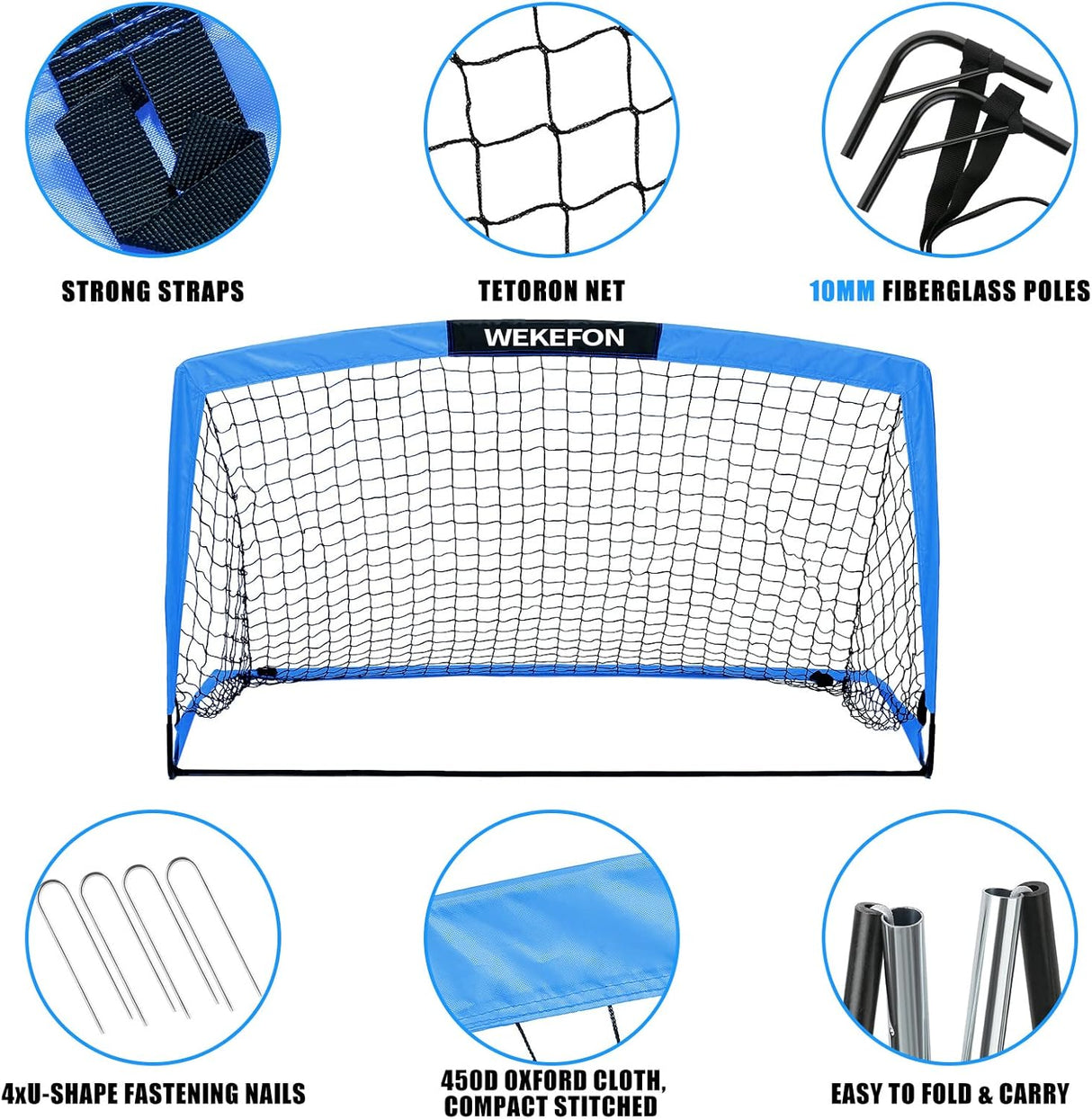 Porteria portatil para juego, color azul, con bolsa transparente