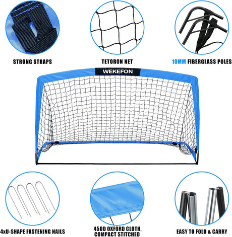 Porteria portatil para juego, color azul, con bolsa transparente