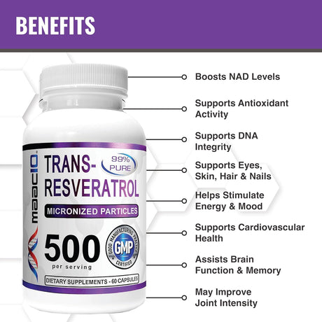 Suplement Trans-Resveratrol micronizado 180 cápsulas 3 pack
