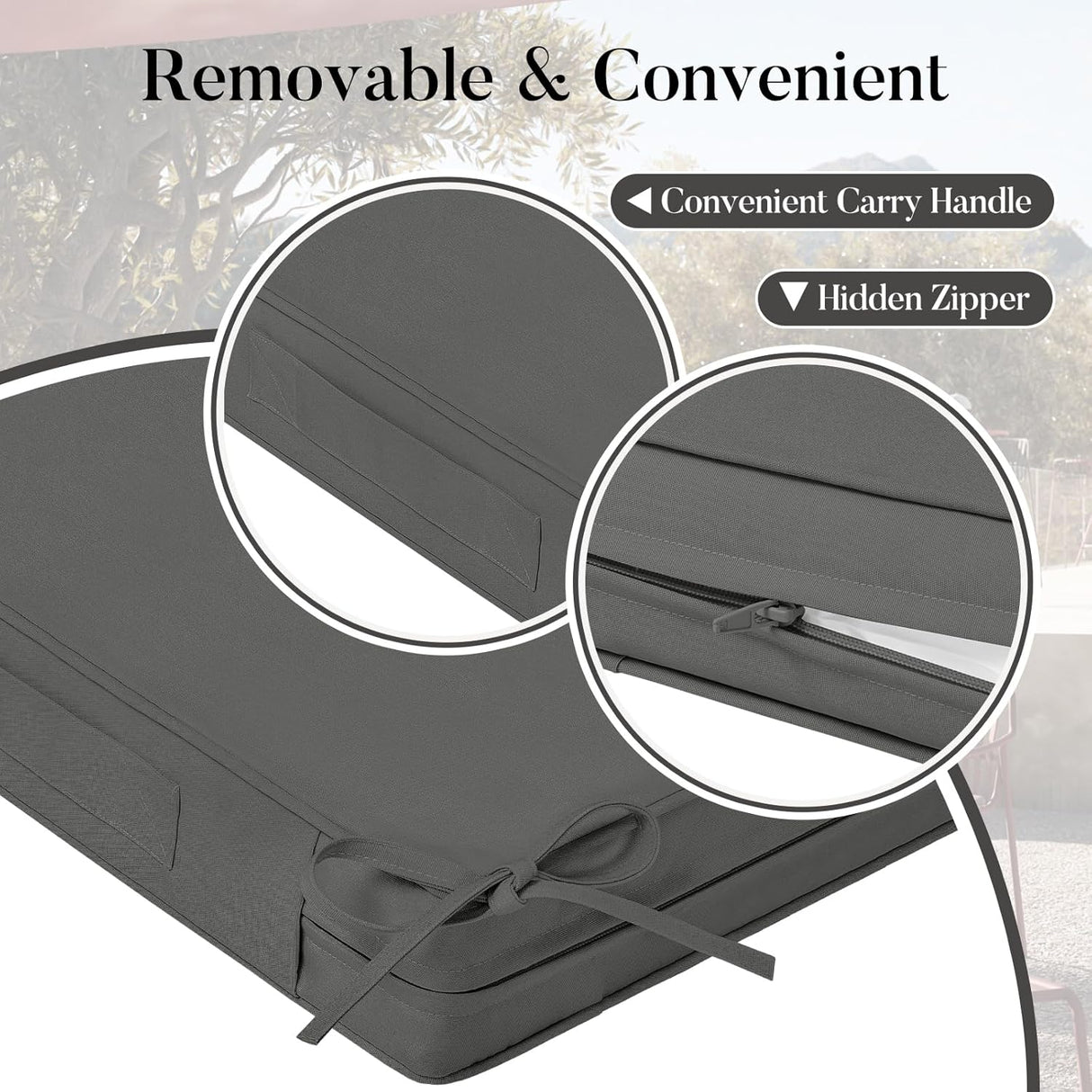 Basic Beyond Cojines para sillas de exterior para muebles de patio, impermeables, juego de 4 cojines de asiento de exterior de 19 x 19 pulgadas, cojines para sillas de patio con lazos y asa, color