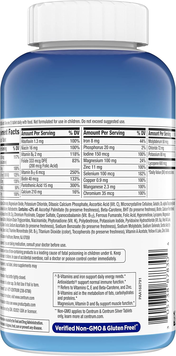 Multivitamínico para hombres y antioxidantes sin gluten