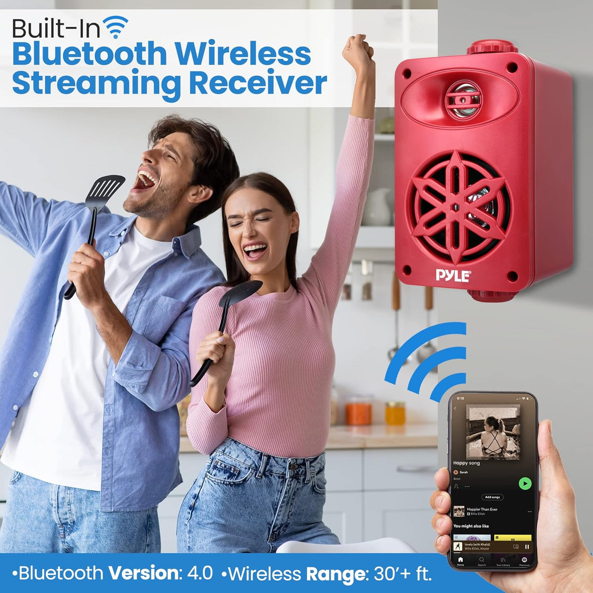 Parlante de altavoces Bluetooth PYLE-HOME PDWRBT36RD