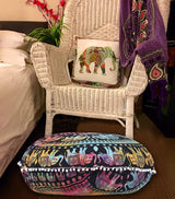 Funda bohemia para cojín, de 32 pulgadas, con diseño de mandala, para meditación, decorativa, otomana, grande, para exteriores, decoración del hogar, decoración de arte en el hogar, redonda, con pompones de algodón, cómoda