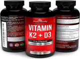Suplemento de K2 y D3 - 90 cápsulas vegetarianas Non-GMO