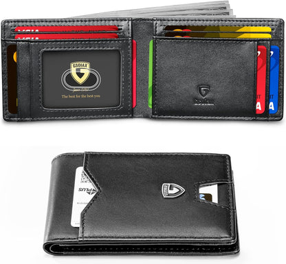 Billetera Slim GSOIAX para Hombre, Cuero, RFID, Bifold, Modelo GSOIAX