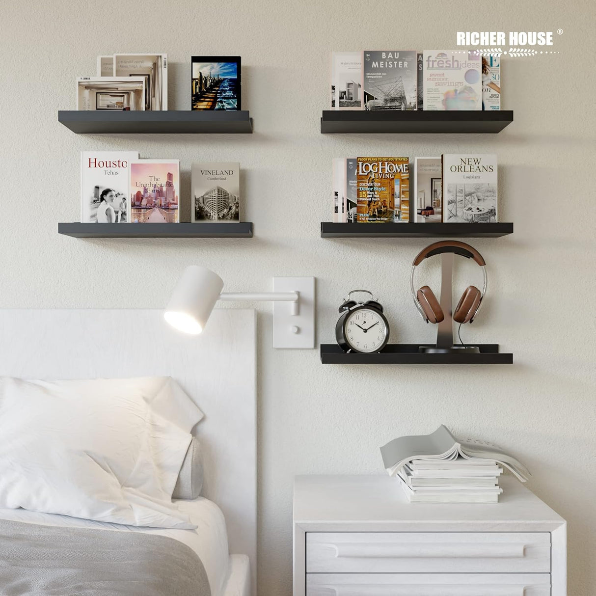 Estante Flotante RICHER HOUSE 5, Estantes Modernos con Labio