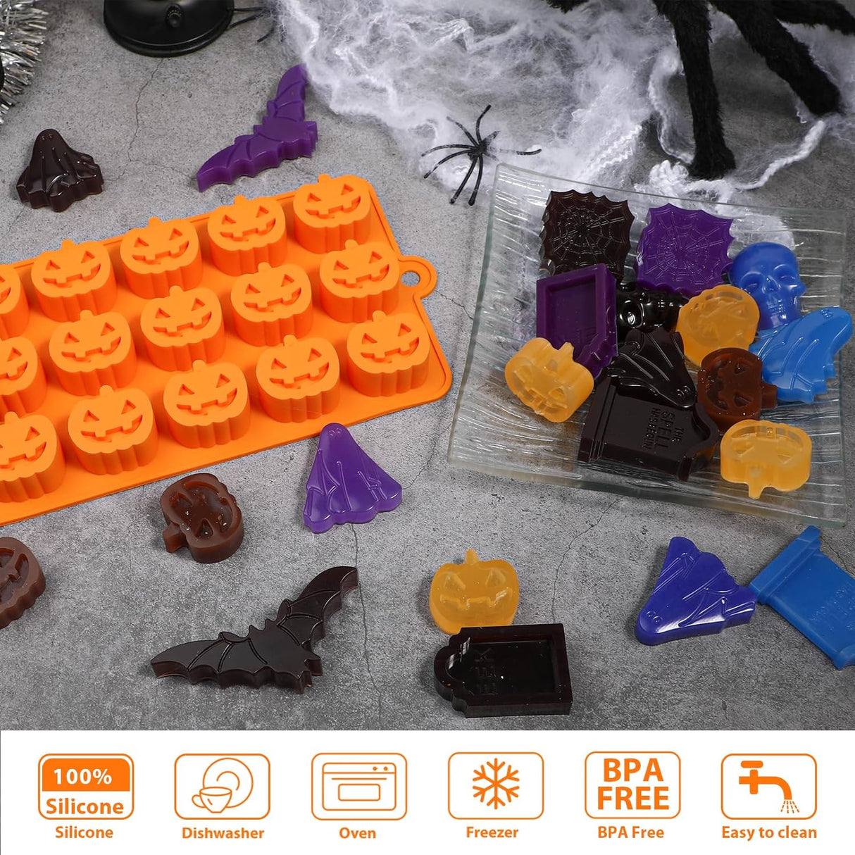 Moldes de Silicona Webake para Chocolates de Halloween 4PCS