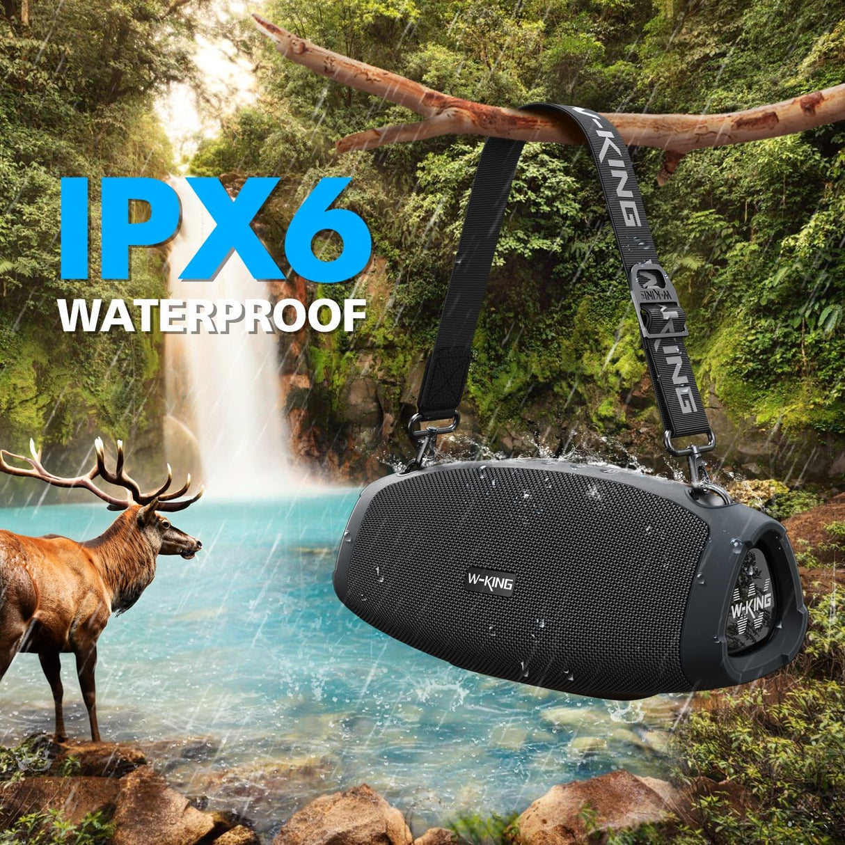 Altavoz Bluetooth W-KING 70W con micrófono inalámbrico