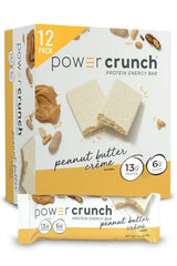 Power Crunch Bar, Snack Proteico con Sabor, Peanut Butter Crème, 12 Uds