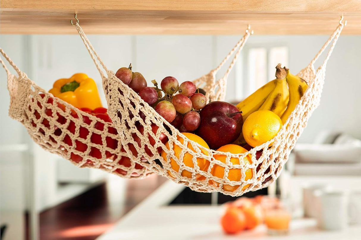Hamaca Frutal de Algodón, 2 Piezas, Soporte y Ganchos incluidos