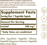 Suplemento Solgar vegetales de inositol 500 mg 100 und