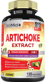 Suplemento Cápsulas de extracto de alcachofa de 6500 mg 120u