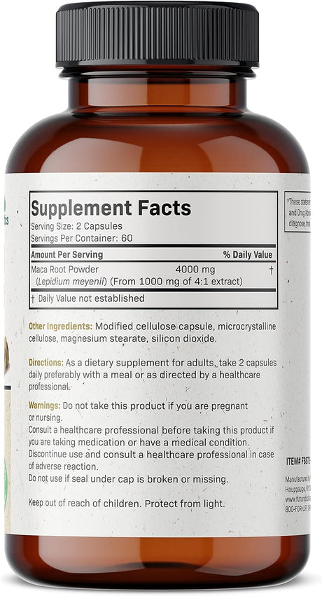 Raíz de Maca Extra Fuerte 4000 mg, 120 Cápsulas Vegetarianas