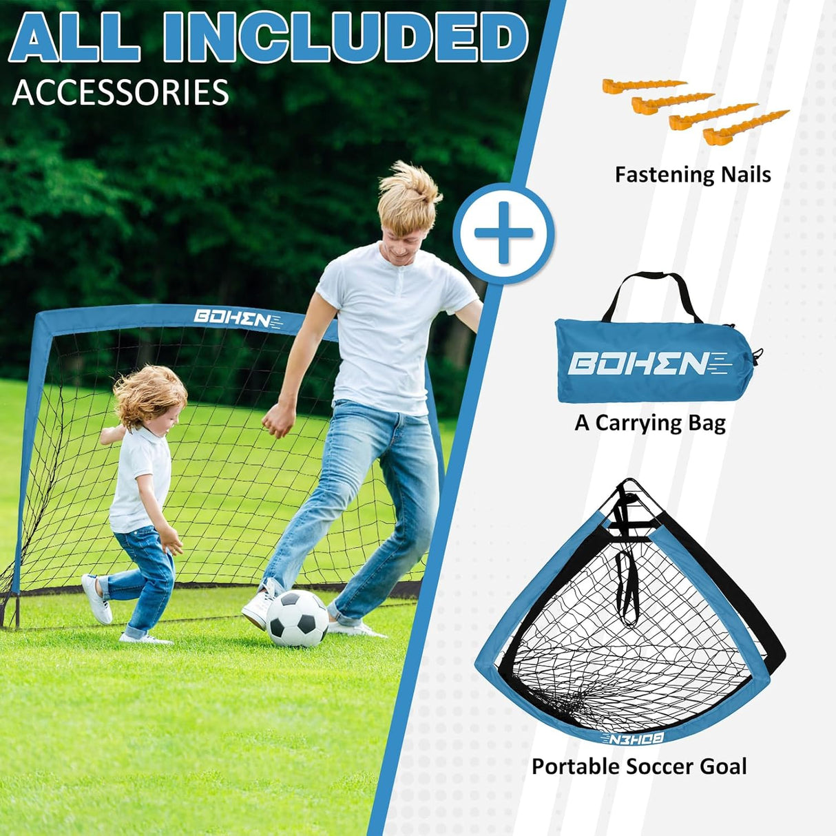 Porteria de futbol infantil con red y bolso de traslado