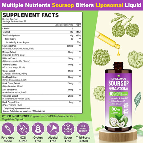 Soursop Bitters Líquido, Multivitamínico Liposomal, 80ml