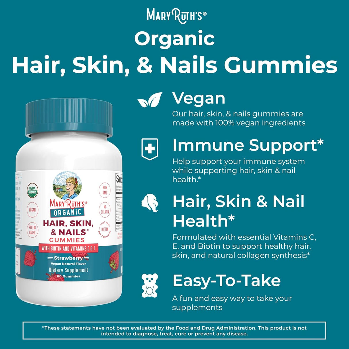 Suplemento MaryRuth's Vitaminas para el cabello y las uñas
