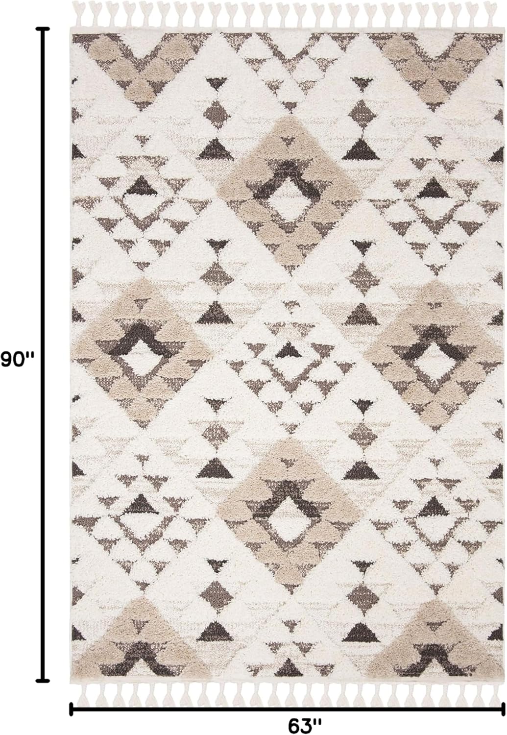 Alfombra Shag Marroquí, Diseño Boho, No Desprende Pelusa, MTS688A