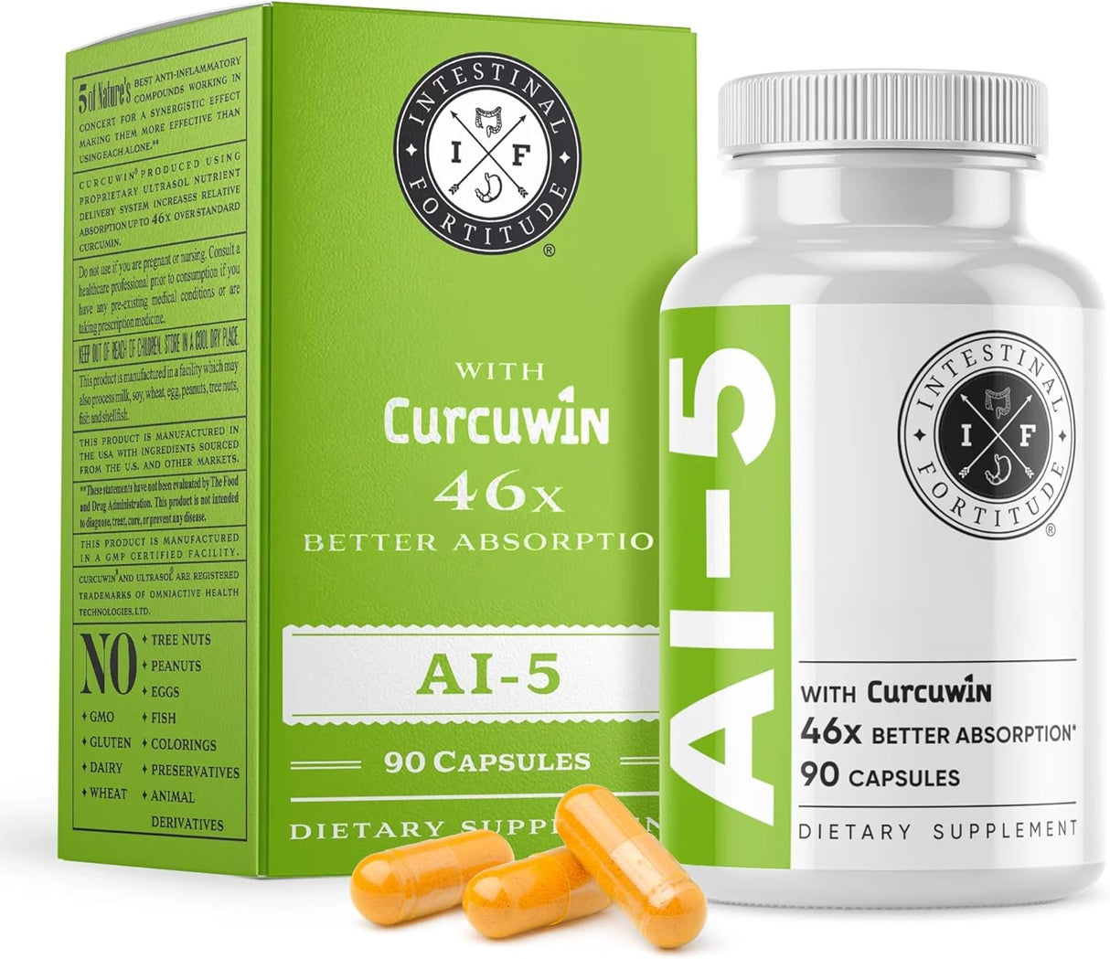 Suplemento Digestivo Intestinal Fortitude AI-5, Sin GMO, Sin Lácteos