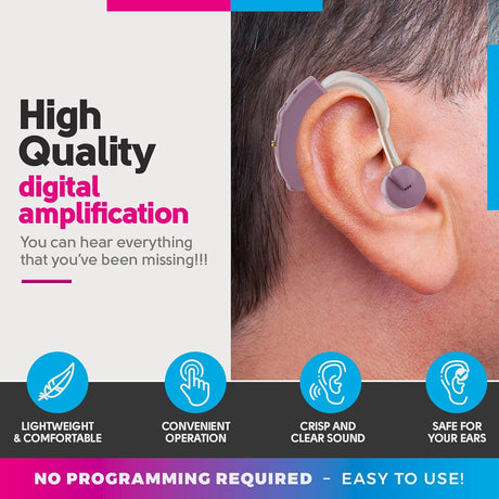 Auriculares Amplificadores BTE Pequeños para Audio Personal