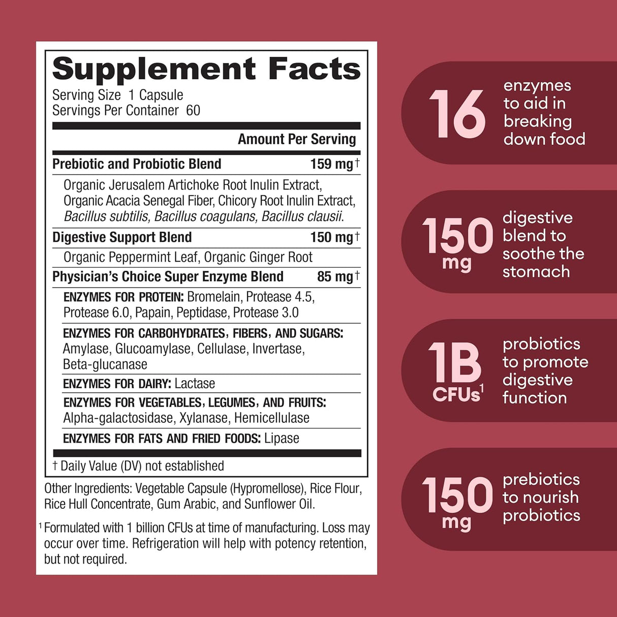 Suplementos Enzimas digestivas potentes prebióticos salud