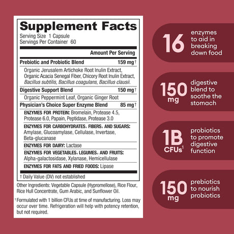 Suplementos Enzimas digestivas potentes prebióticos salud