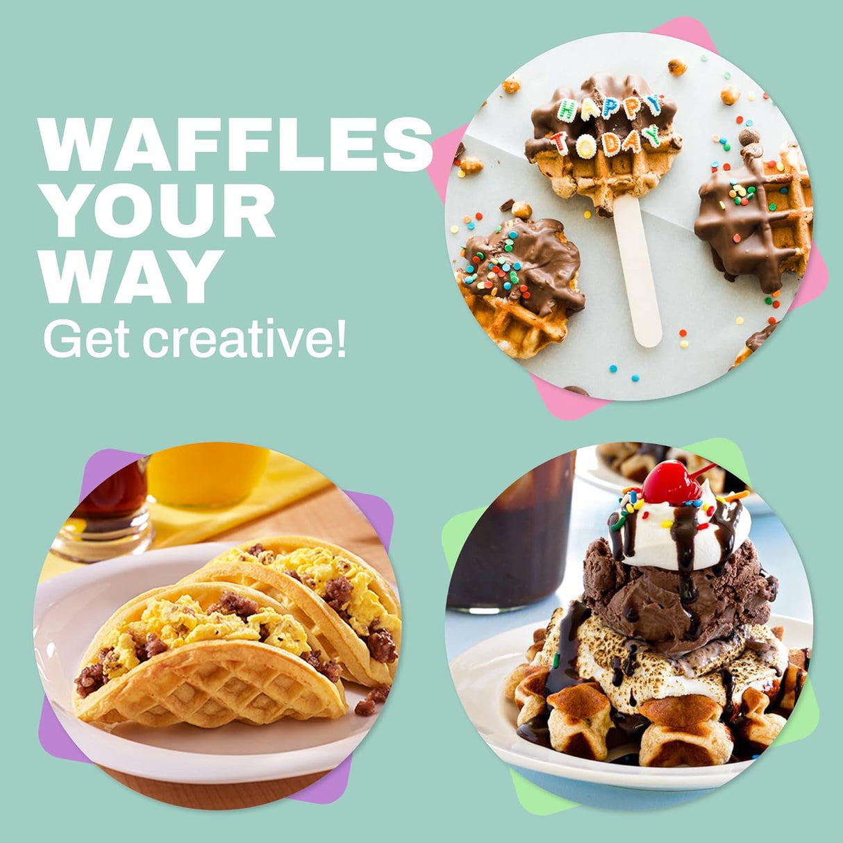 Mini Waffle Maker Elite Gourmet, 1 pulgada, fácil de limpiar, EWM013M