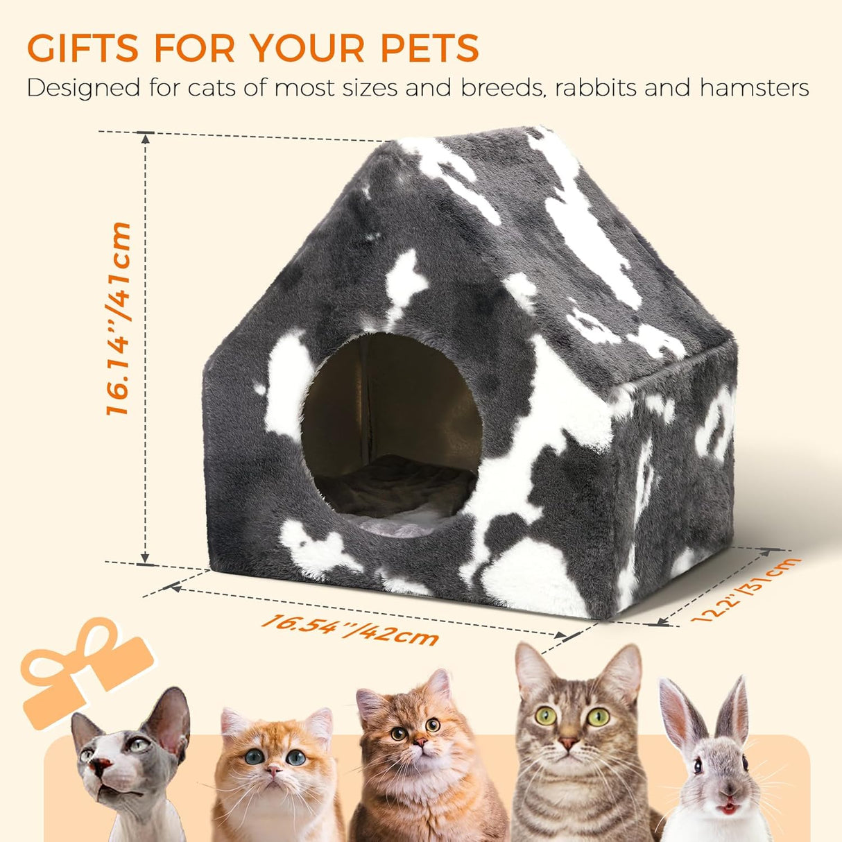 Cueva para Gatos ComSaf - Casa de Invierno, Lavable, Plush