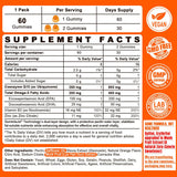 Gummies CoQ10 Sin Azúcar + Omega-3, B3, Zinc - 60 C