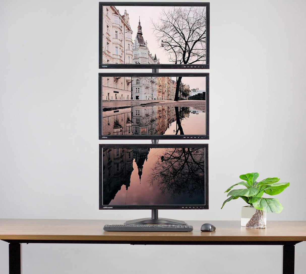 Soporte de Monitor Triple VIVO Ajustable para 3 Pantallas STAND-V003D