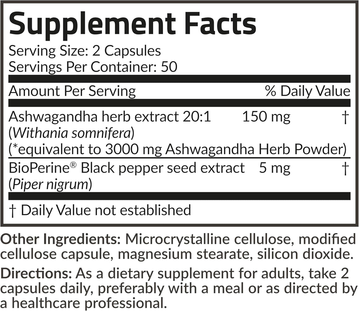 Ashwagandha Soporte extra fuerte para el estrés  100 cápsula