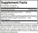 Ashwagandha Soporte extra fuerte para el estrés  100 cápsula