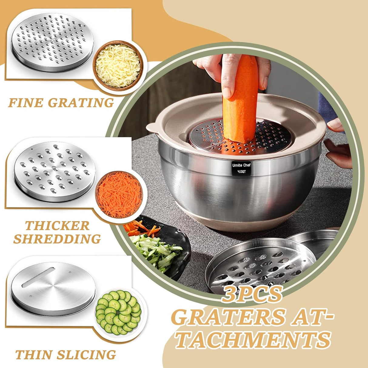 Juego de tazones de acero inoxidable con tapas herméticas 26 pcs