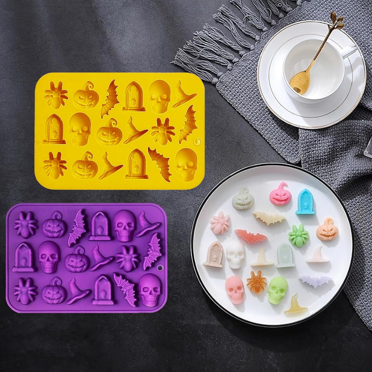 Molde de Silicona para Halloween, 18 Cavidades, 2 Piezas