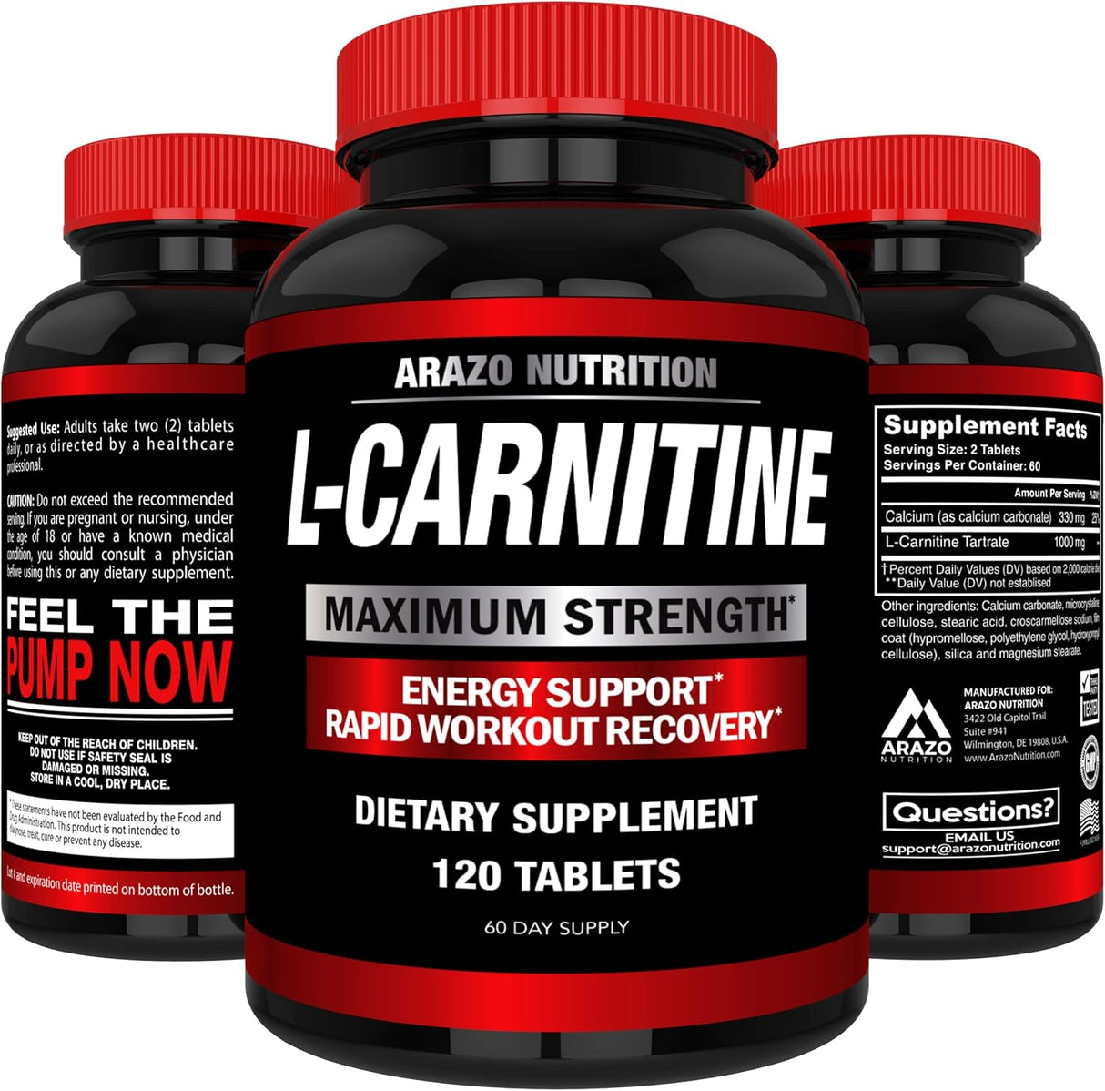 Suplemento L-carnitina, 120 tabletas con aminoácido