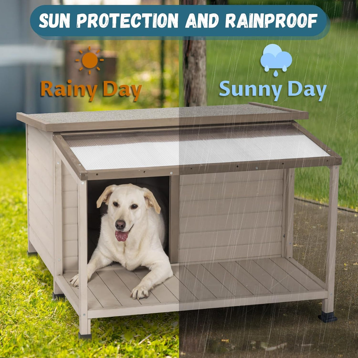 Casa para perros grandes techo de asfalto de PVC Petsfit