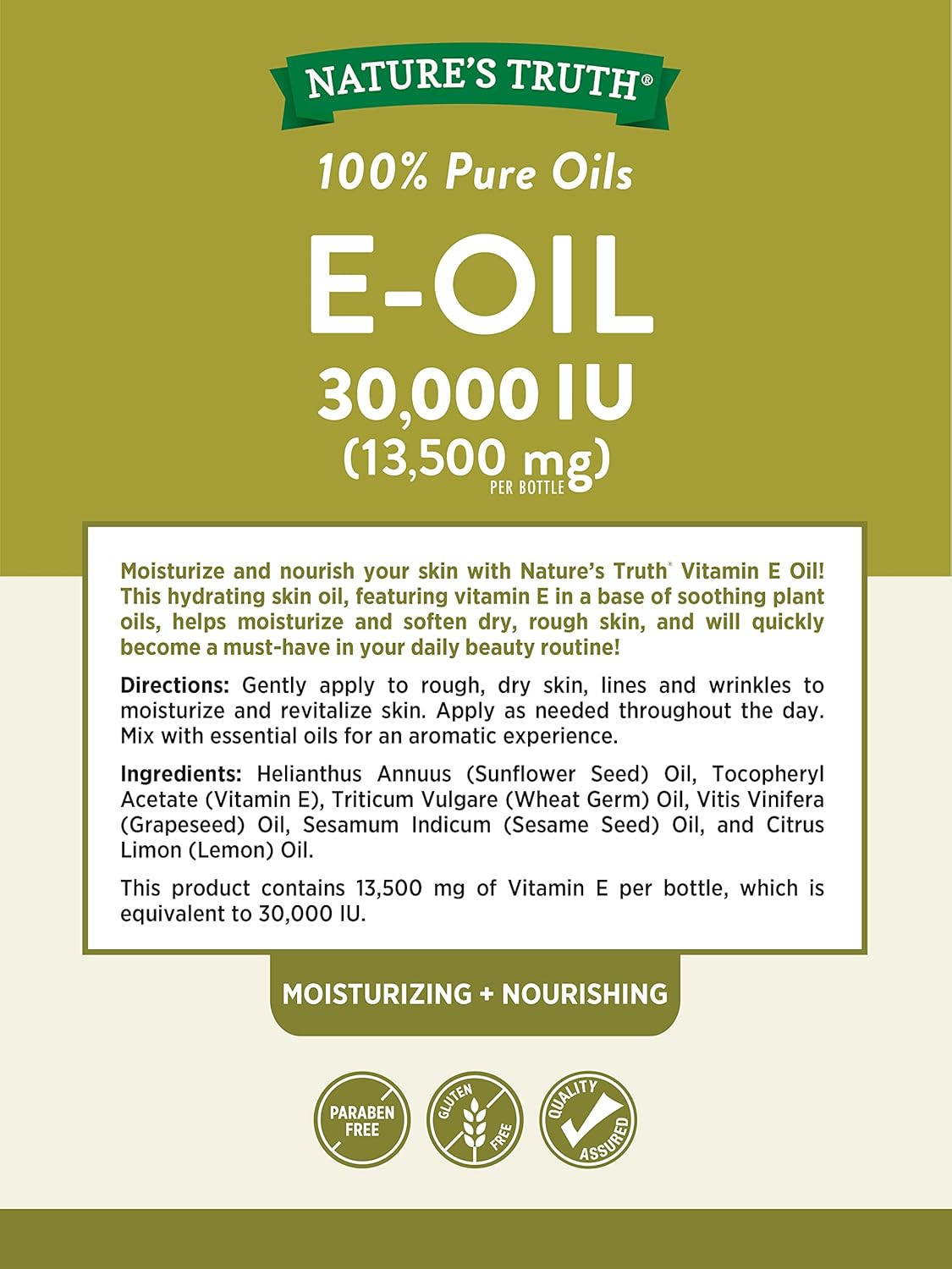 Aceite de Vitamina E Pura para la Piel 30,000 IU, Aroma Limón