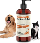 Deley Naturals Aceite de salmón capturado en la naturaleza de Alaska prémium para perros y gatos, suplemento de aceite de pescado rico en omega-3 para una piel, pelaje y articulaciones saludables, totalmente natural, de origen sostenible, 16 onzas